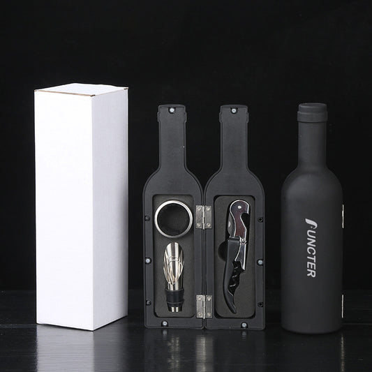 Waiter's Corkscrew Wine Opener Set In Bottle Shape White Box-3 Piece