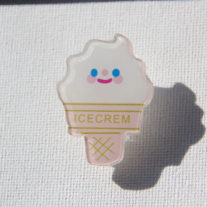 Ice Cream Shaped Acrylic Album Memo Clip Bag Binder Sealing Clip Food Bag Clamp-Two Sides Imprint