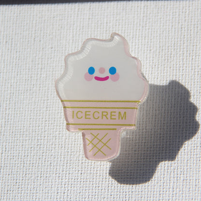 Ice Cream Shaped Acrylic Album Memo Clip Bag Binder Sealing Clip Food Bag Clamp-Two Sides Imprint