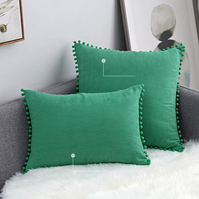 15 x 8" Pompoms Pillowcase Velvet Ball Tassel Trimmed Pillowshams Pompom Fringe Cute Pillowcase