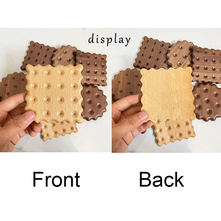 Beech Wood Square Biscuit Shaped Cup Coasters