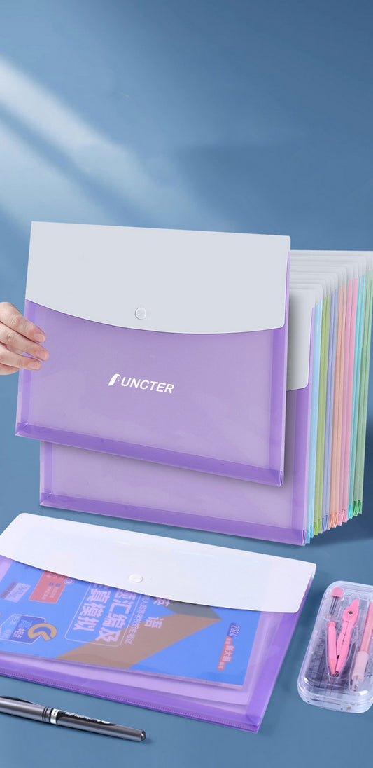 3-Layer Waterproof A4 Transparent Snap Button File Bag