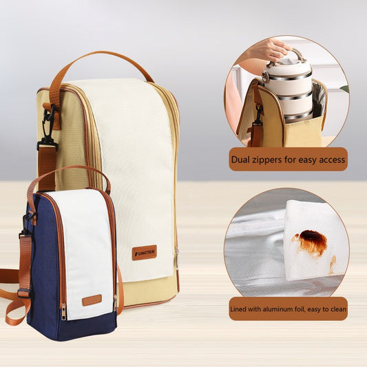 Insulated Lunch Crossbody Tote Bag 13 x 6.75 x 6.75"