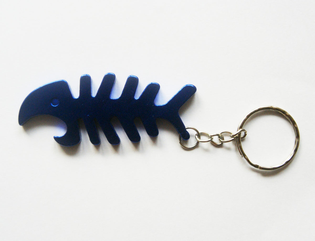 Fishbone Shaped Aluminum Bottle Opener Key Tag