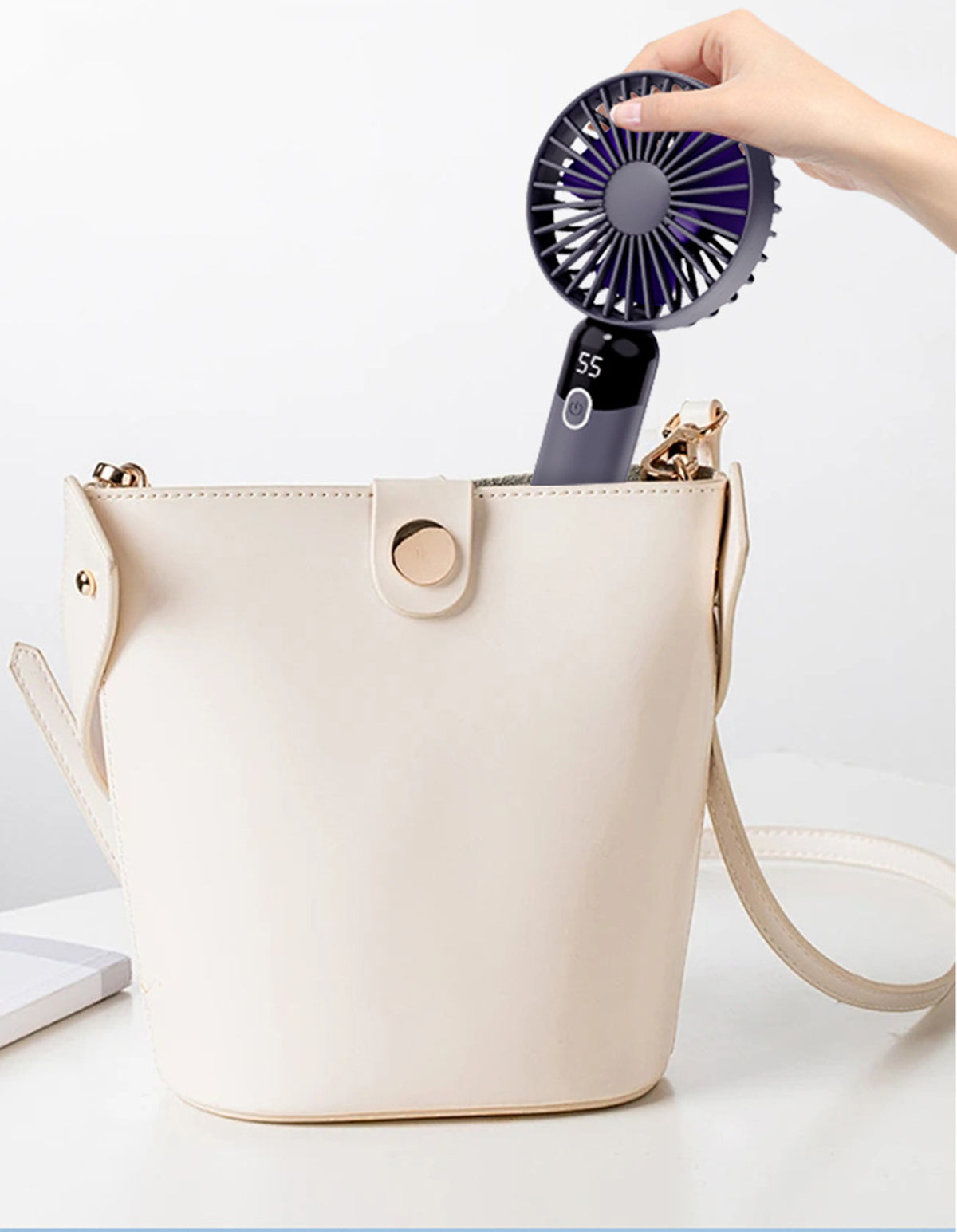 Portable Handheld Fan, Personal Fan with LED Display, Desk Fan Rechargeable with 6 speed