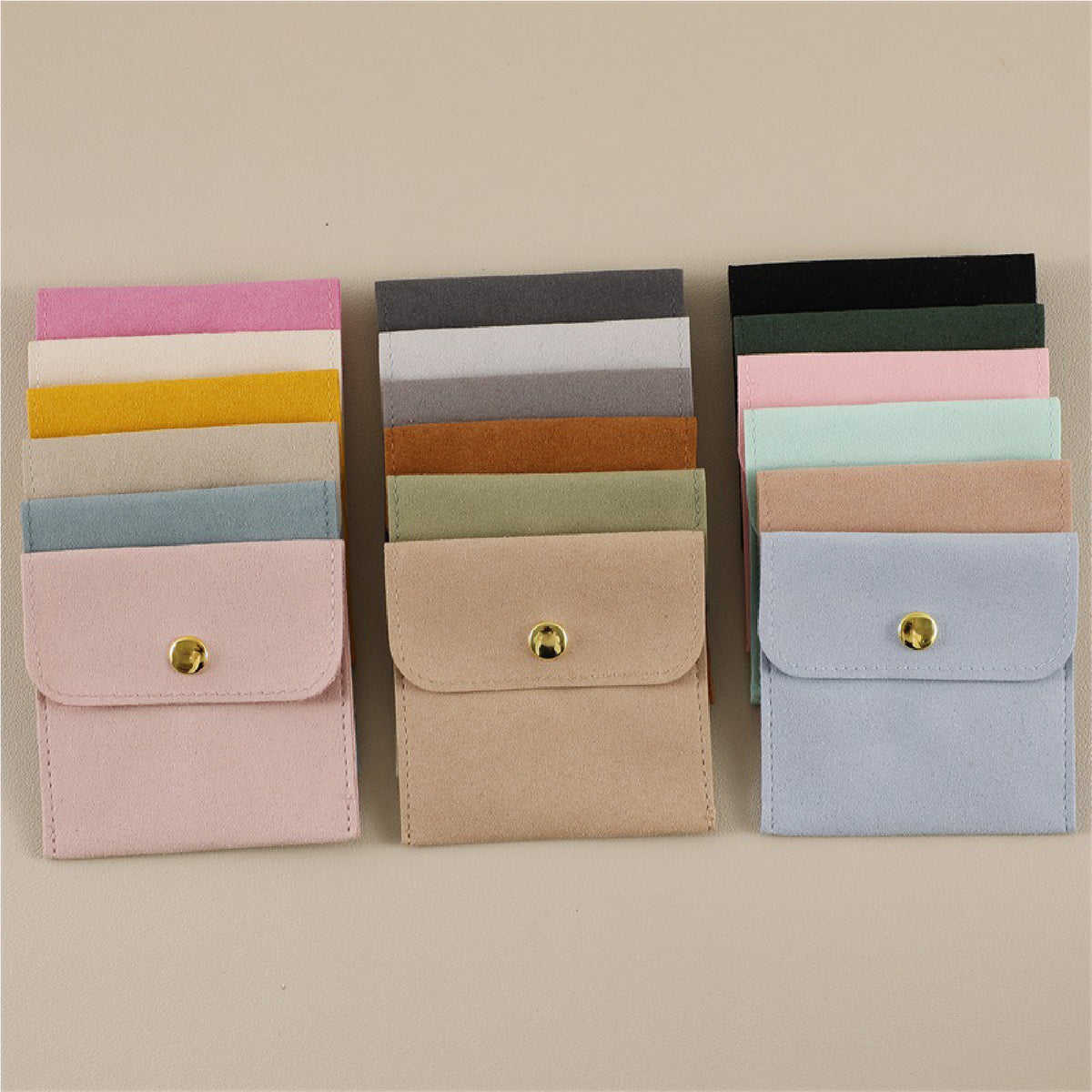 3.2" Velvet Jewelry Pouches with Snap Button Luxury Jewelry Pouch w/ Velvet Insert Pad for Earrings