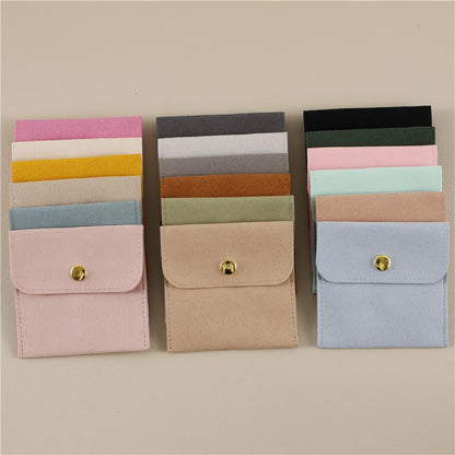 3.2" Velvet Jewelry Pouches with Snap Button Luxury Jewelry Pouch w/ Velvet Insert Pad for Earrings