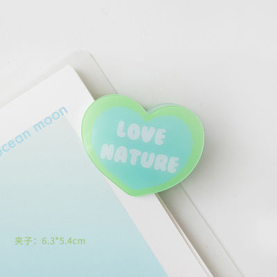 Heart Shaped Acrylic Album Memo Clip Bag Binder Sealing Clip Food Bag Clamp-Two Sides Printing