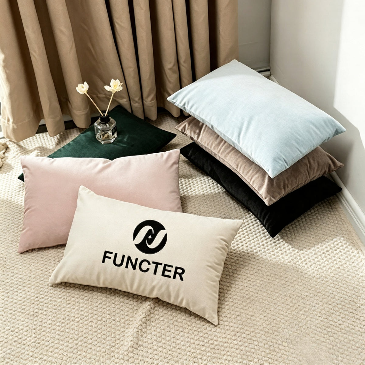Plush Polyfill Lumbar Pillow W/ Pillowcase 18" x 10"