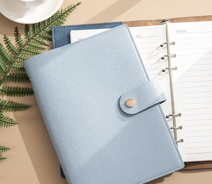 A5 Soft Lychee Texture Leather Binder Loose-leaf Notebook W/ Pen Holder