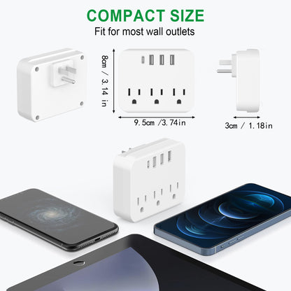 Multi 7" 1 USB Wall Outlet Extender