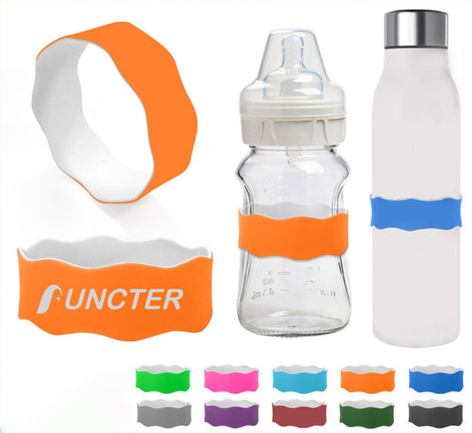 Wavy Silicone Custom Water Bottle Anti-Slip Wear-Resistant Label Ring Protective Sleeve