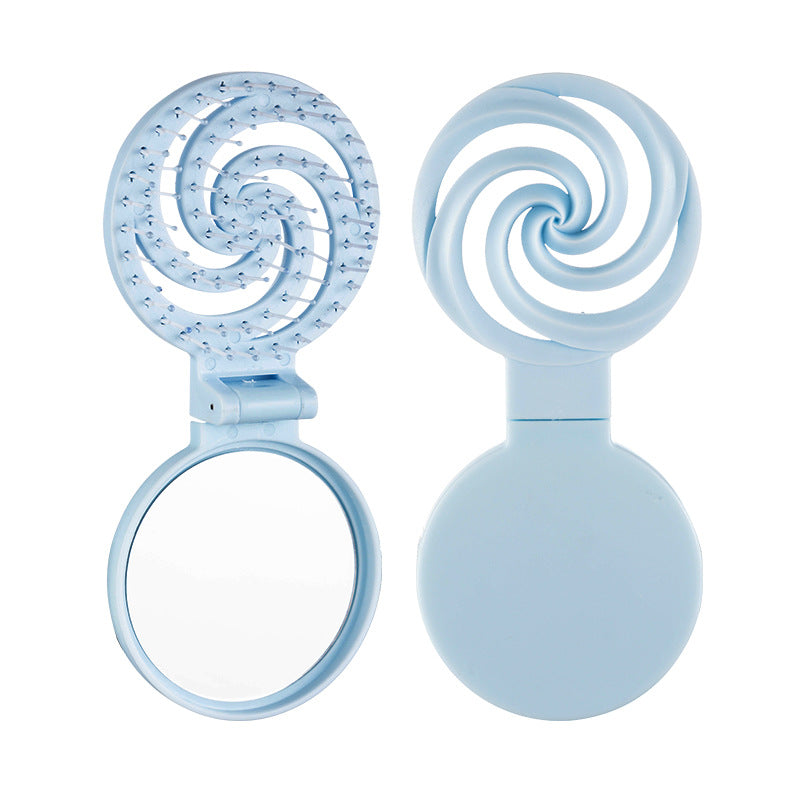 Foldable 2-in-1 Hair Brush With Mirror