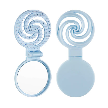 Foldable 2-in-1 Hair Brush With Mirror