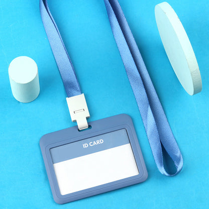 Plastic Horizontal Badge Holder ID Card Holder With Lanyard