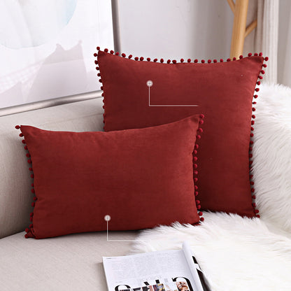 15 x 8" Pompoms Pillowcase Velvet Ball Tassel Trimmed Pillowshams Pompom Fringe Cute Pillowcase