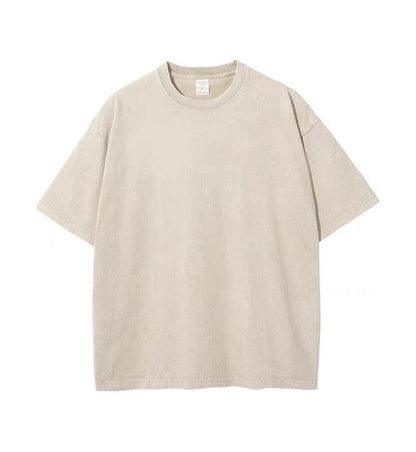Unisex Washed Demin Color Crew Neck T Shirt Short Sleeve Tees
