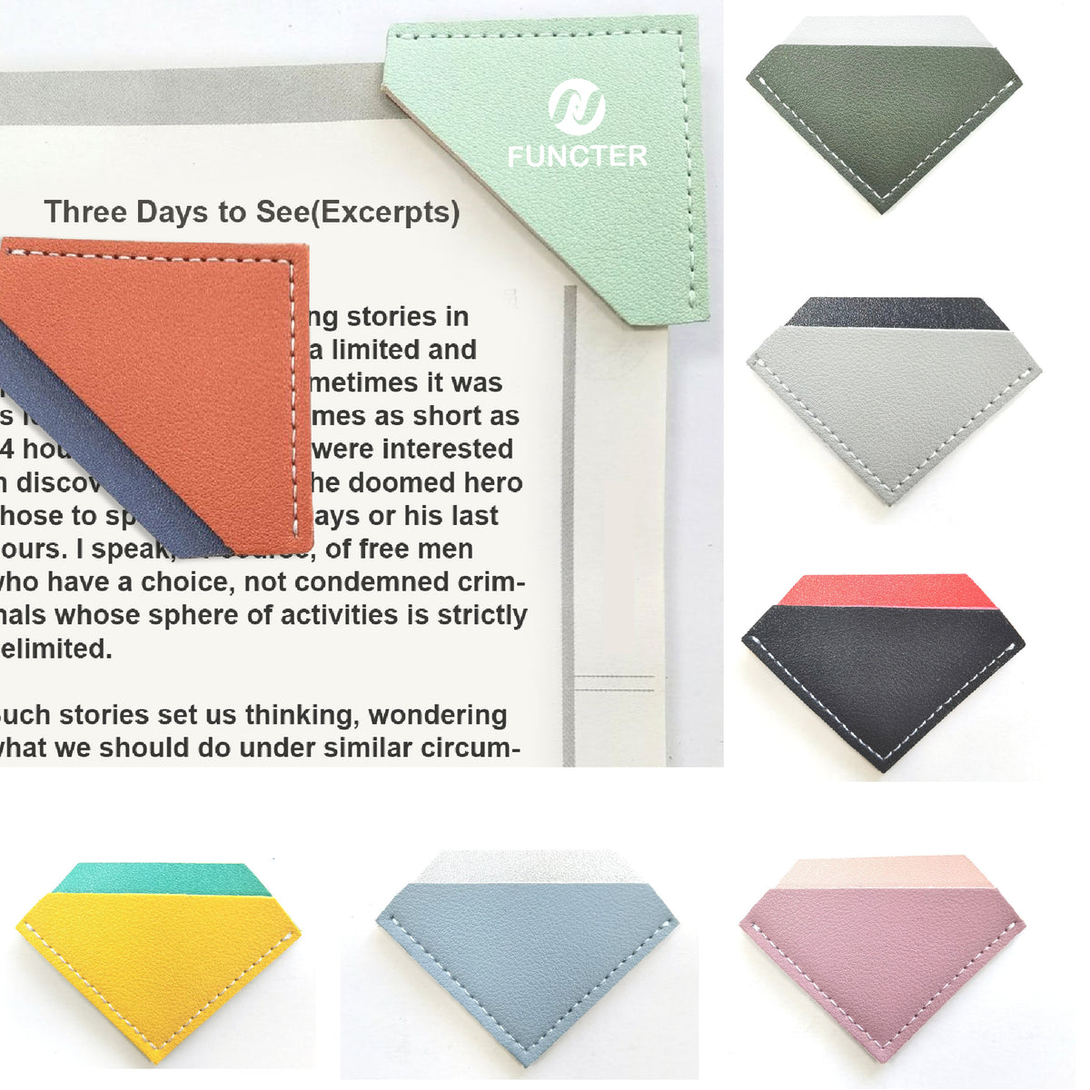 PU Leather Diamond Shape Bookmark Page Corner for Students Bookstore Gift