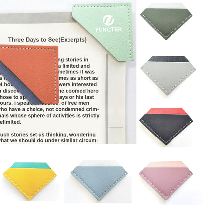 PU Leather Diamond Shape Bookmark Page Corner for Students Bookstore Gift