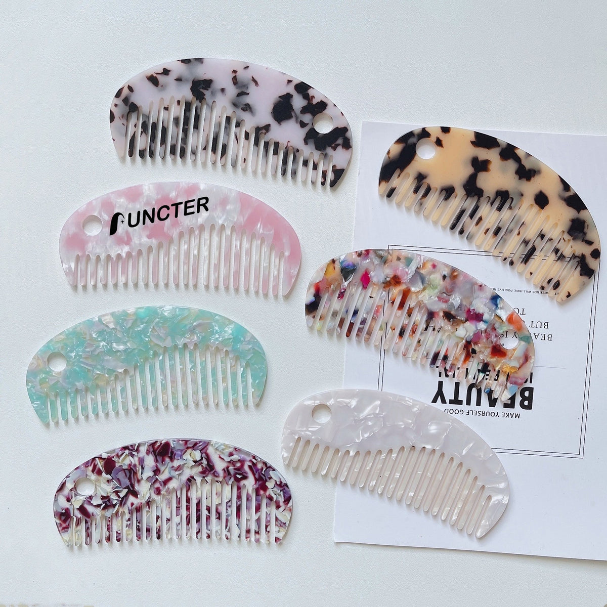 Mini Travel Tortoise Comb Keychain Pocket Comb for Wet and Dry Hairs