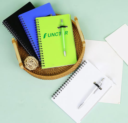 Vibrant Spiral Notebook with Colorful Cover & Pen