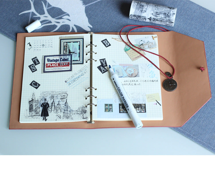 A5 PU Leather Notebook With Flap Cover Journal Business Notebook Rope Closure
