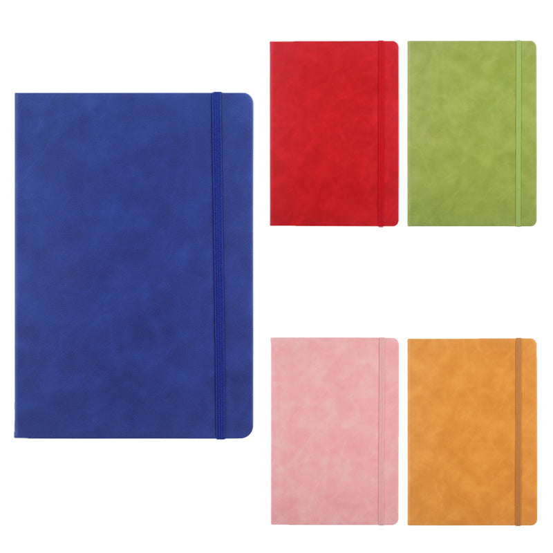 A5 PU Leather Meeting Notebook Conference Notebook W/ Elastic Strap