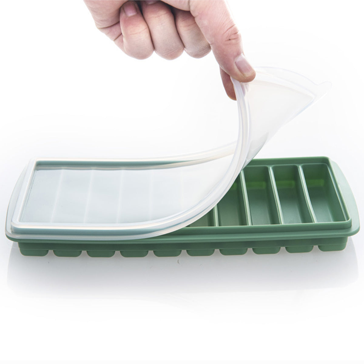 10 Rectangle Silicone Ice Cube Molds with Removable Lid Ice Cube Tray