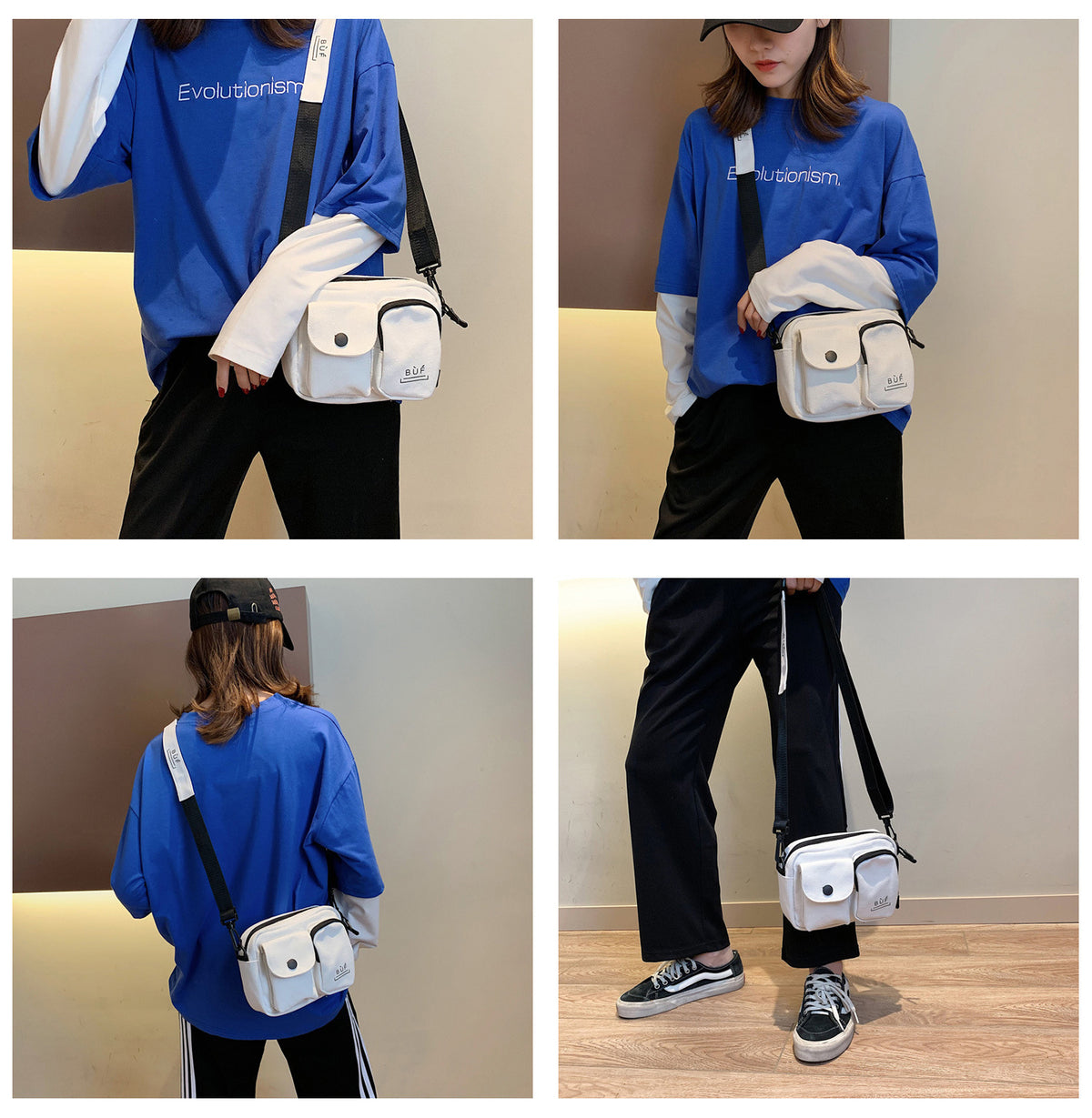 16 oz Canvas Mini Crossbody Bag Single Shoulder Bag Daily Cell Phone Purse Bag Stadium Approved Bag