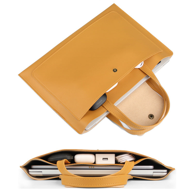 PU Leather 15.6" Laptop Bag Laptop Sleeve With Carrying Handle For Men And Women
