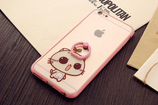 Happy Cat Phone Case w/Finger Buckle For Smart Phone