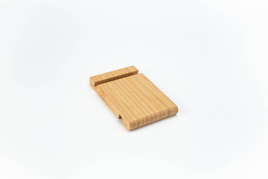 #L Bamboo Wood Cuboid Shape Double Side Using Phone Stand