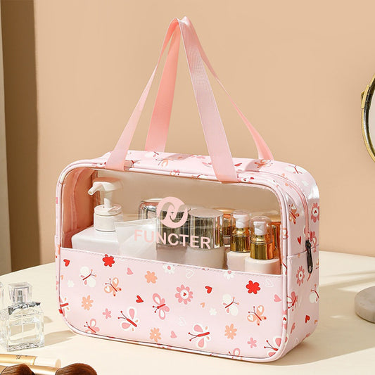 Waterproof Large Cosmetic Bag W/Webbing Handle