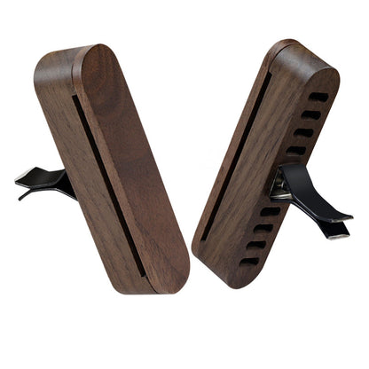 Wooden Car Vent Aroma Clip with Logo Customization - Walnut, Sapele, Maple Options