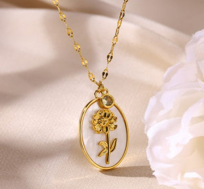 Gold Plated Iris Flower Necklace, Three-Dimensional Floral Necklace