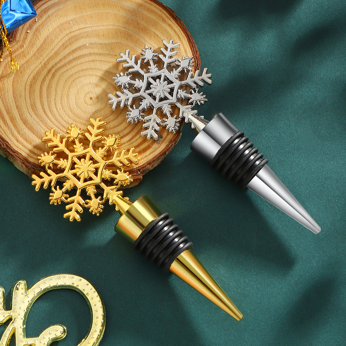 Reusable Metal Snow flake Wine Stopper Bottle Stopper