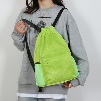 19 x 13.8" Drawstring Backpack, Waterproof Sports Gym Bag with Side Pocket