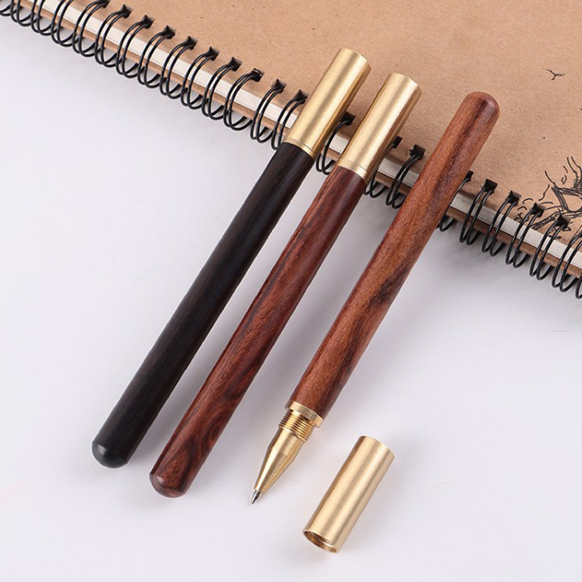 Vintage Wooden Pen With Brass Pen Cap