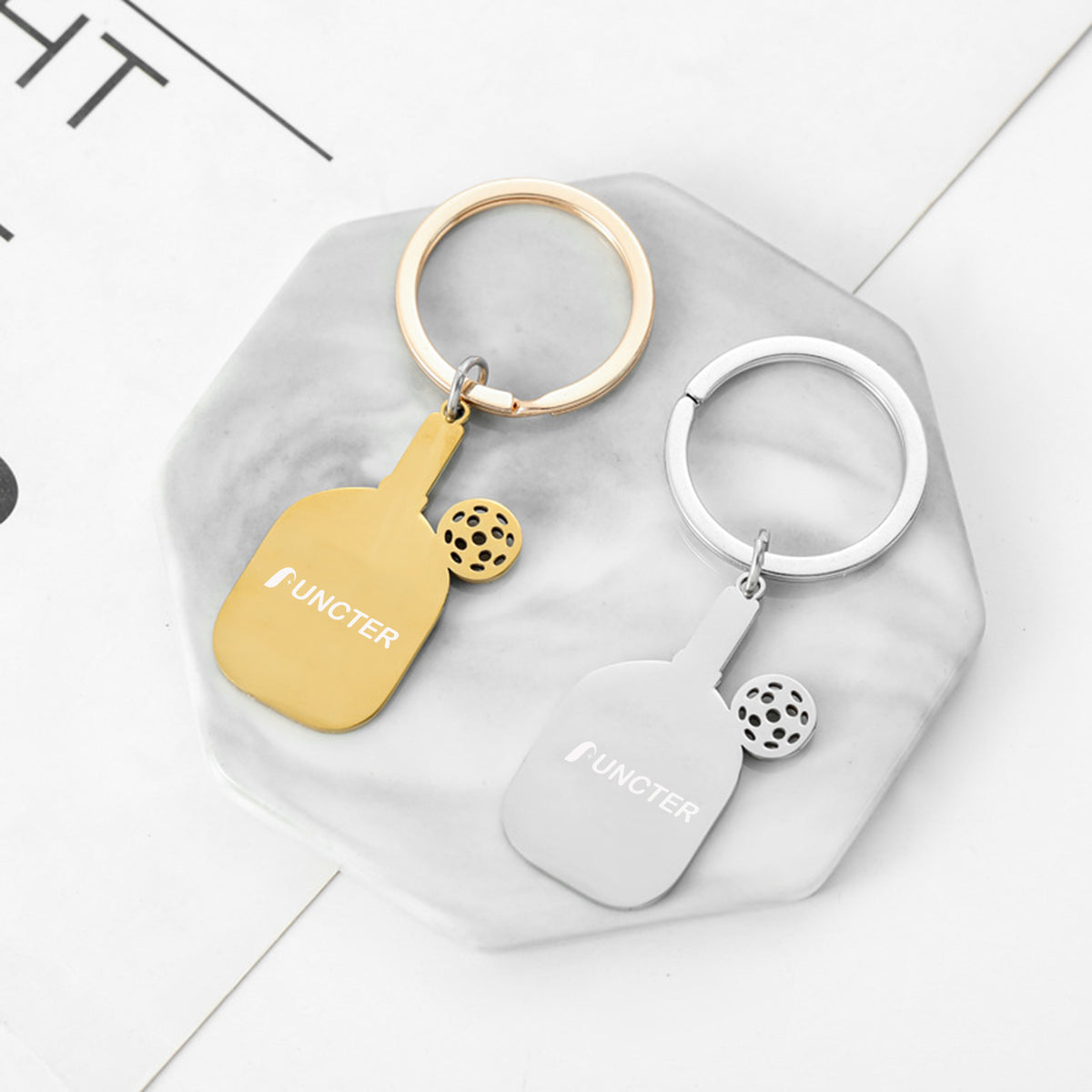Mini Metal Pickleball Paddle Keychain