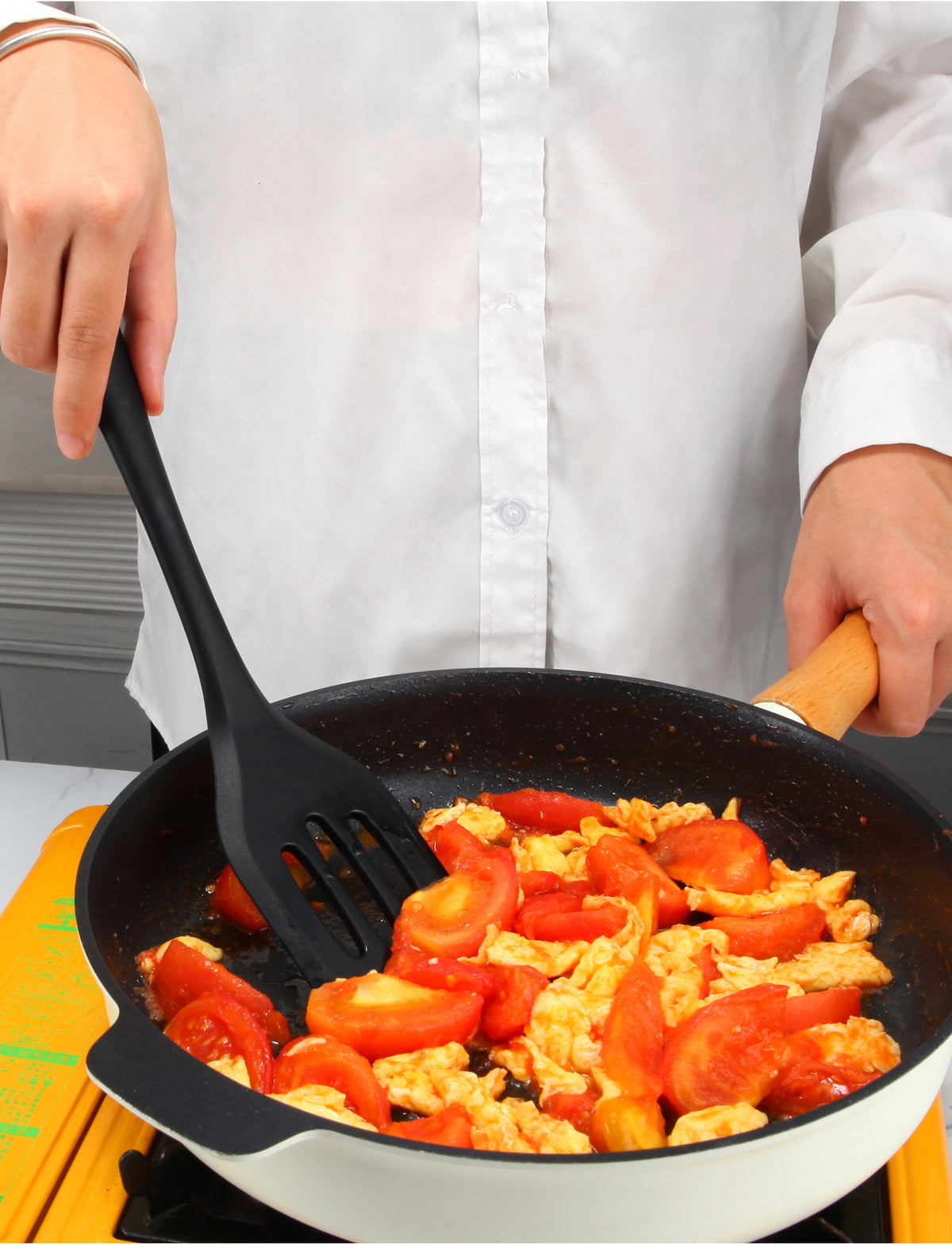 Silicone Slotted Turner-Heat Resistant Silicone Tools for Cooking Baking Mixing Non-Stick Cookware