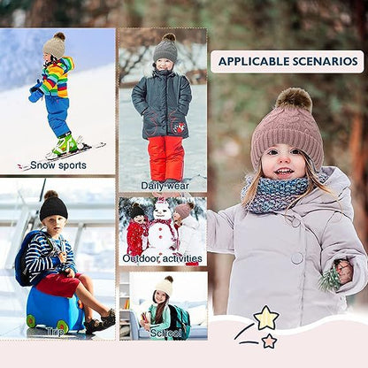 Children Cable Knit Beanie W/ Pom-pom