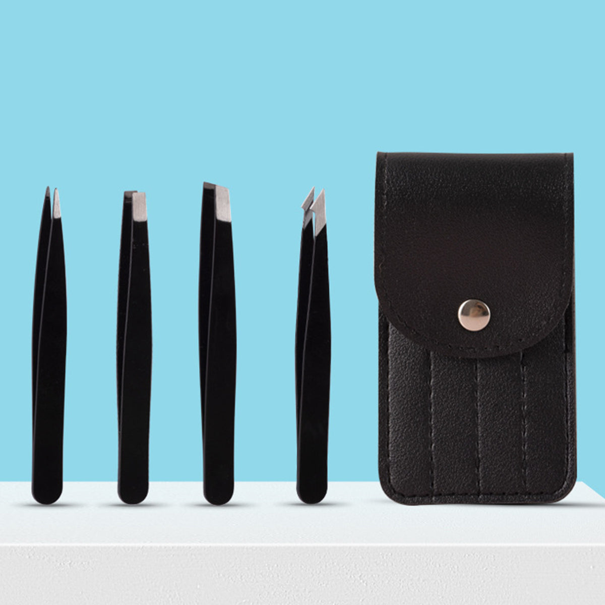 Stainless Steel Tweezers 4 pcs set for Eyebrows