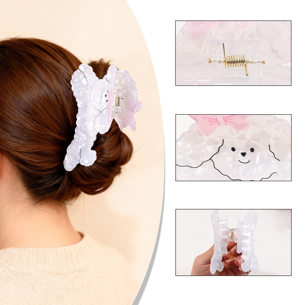 3.8" Puppy Hair Clip Dog Shape Claw Clip for Women