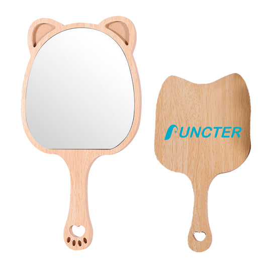 Bear Shape Wood Handheld Mirror Makeup Mirror - Size S