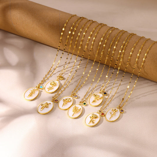 Gold Plated Iris Flower Necklace, Three-Dimensional Floral Necklace