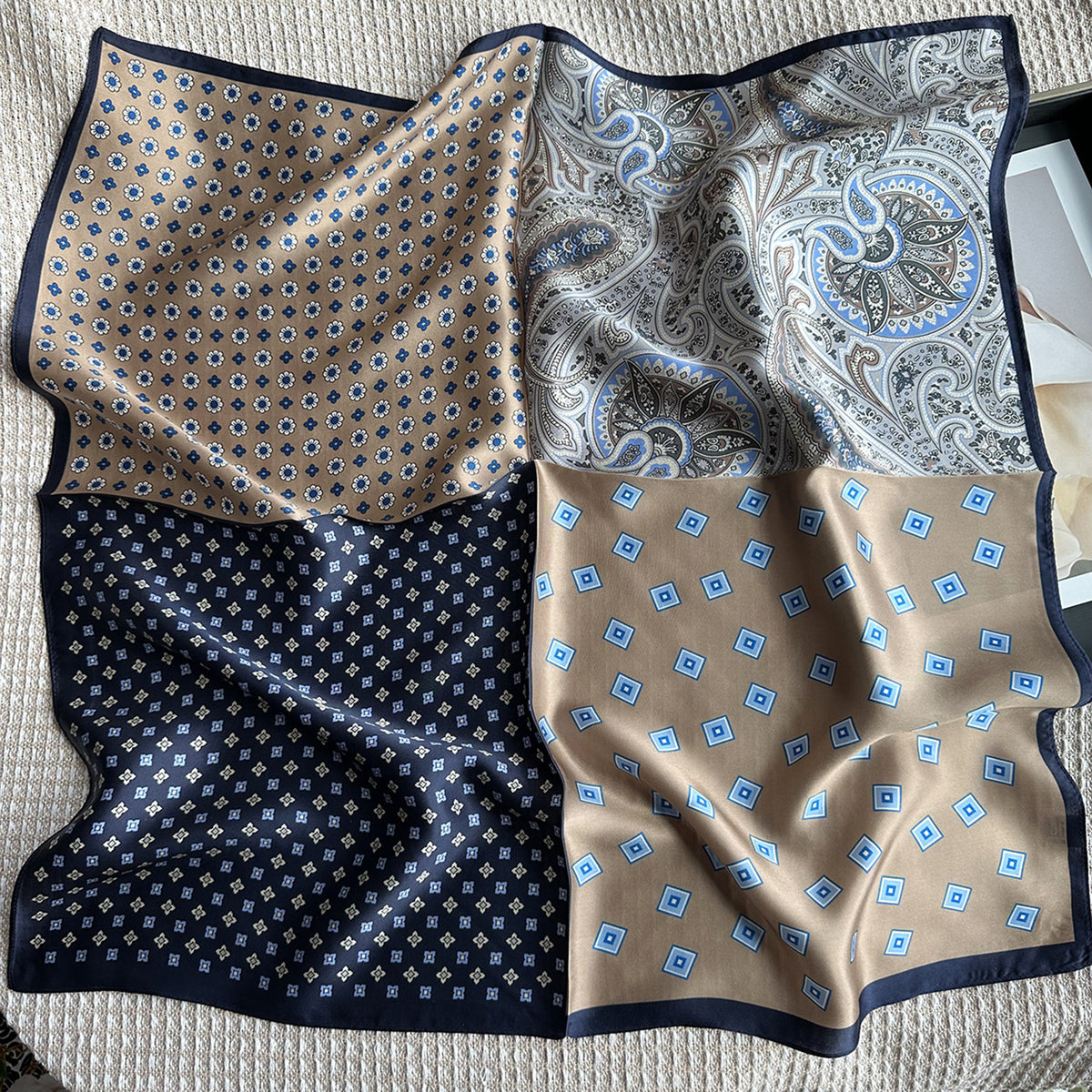 Custom 25" x 25" 100% Mulberry Silk Hair Scarf Silk Satin Neck Scarf