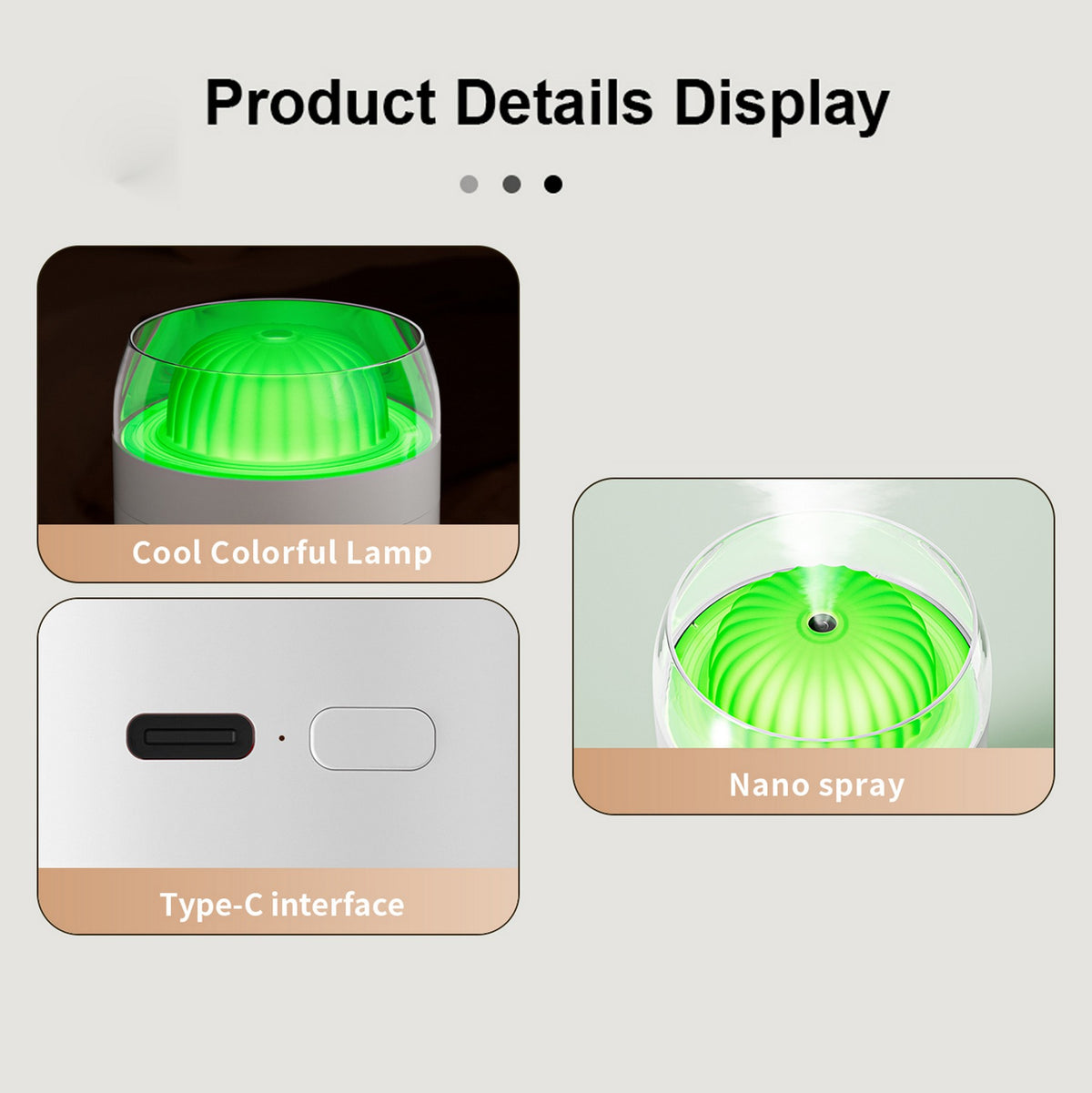 500ml Cool Ball Cactus Mini Humidifiers with Night Light