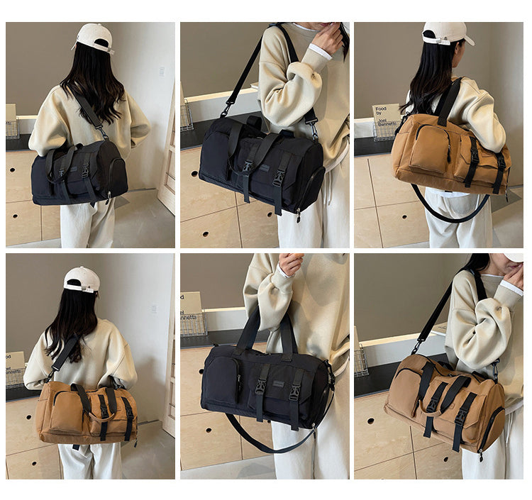 Travel Duffel Bag Sport Gym Bag Polyester Tote Bag Swimming Bag with Shoe Pouch&Wet Pocket
