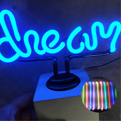 Custom Script Neon Sign Tabletop Neon Sign Glass Tube Neon Light w/ Base