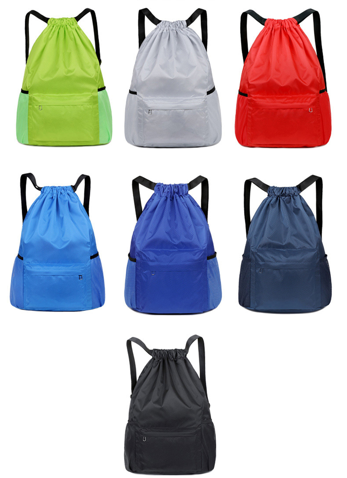 18 x 12.67" Drawstring Backpack, Waterproof Sports Gym Bag with Side Pocket